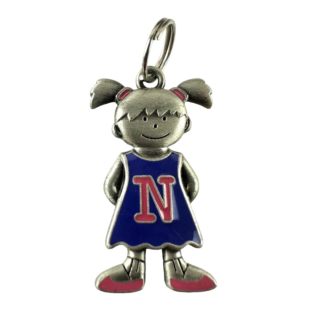 Ganz Silver Tone Enamel Charm Pendant Little Girl N Monogram Initial Letter 14$